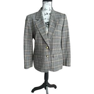 Vintage Pendleton Blazer Womens 10 Petite Houndstooth Plaid Wool‎ Coat USA